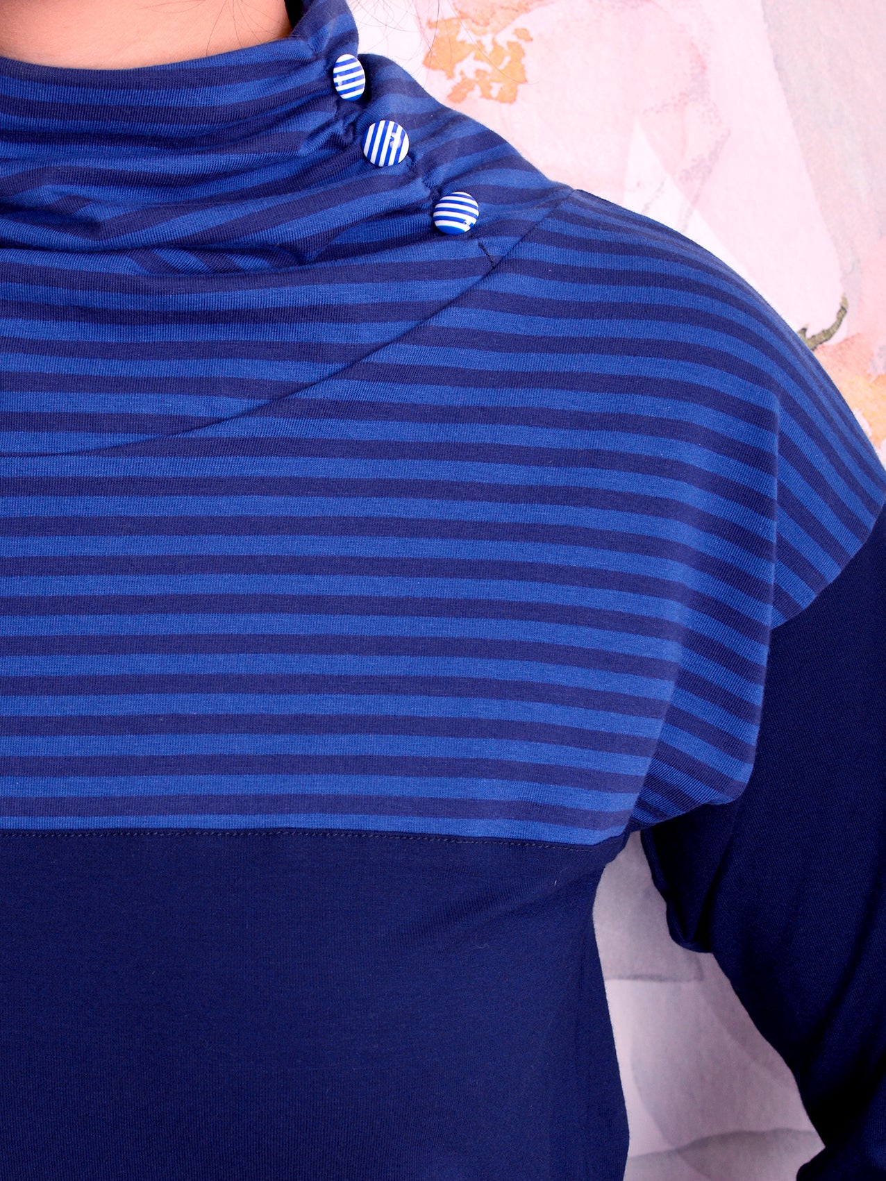 Jersey Shirt JUTTA blau Streifen Knöpfe von STADTKIND POTSDAM