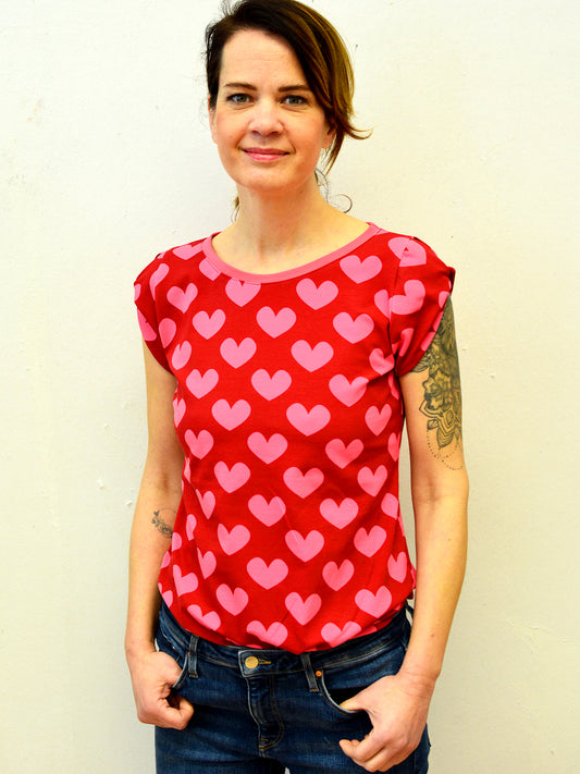 SALE > M (38) Jersey Shirt VALENTINA 1 rot Herzen