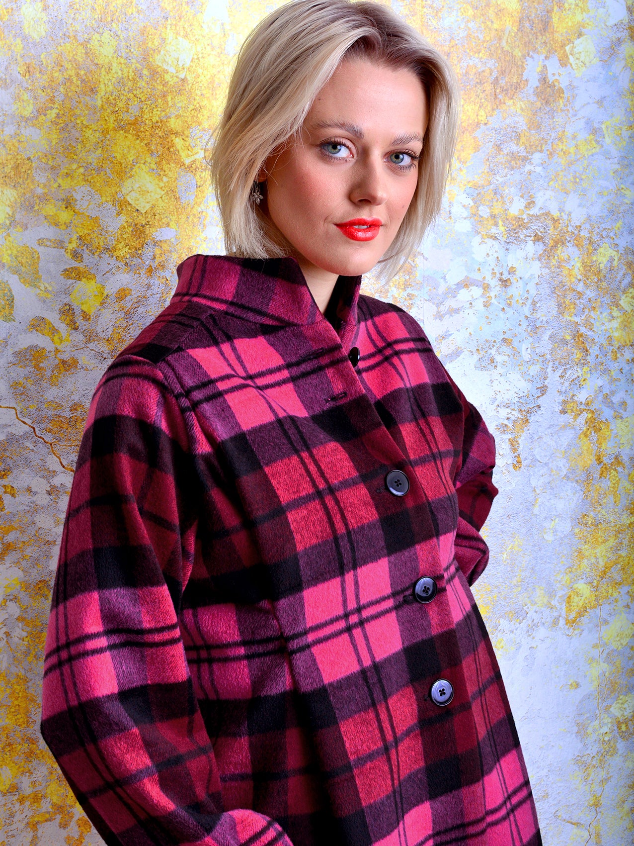 karierter Mantel JOSEFINE pink Karo rot Jacke von STADTKIND POTSDAM