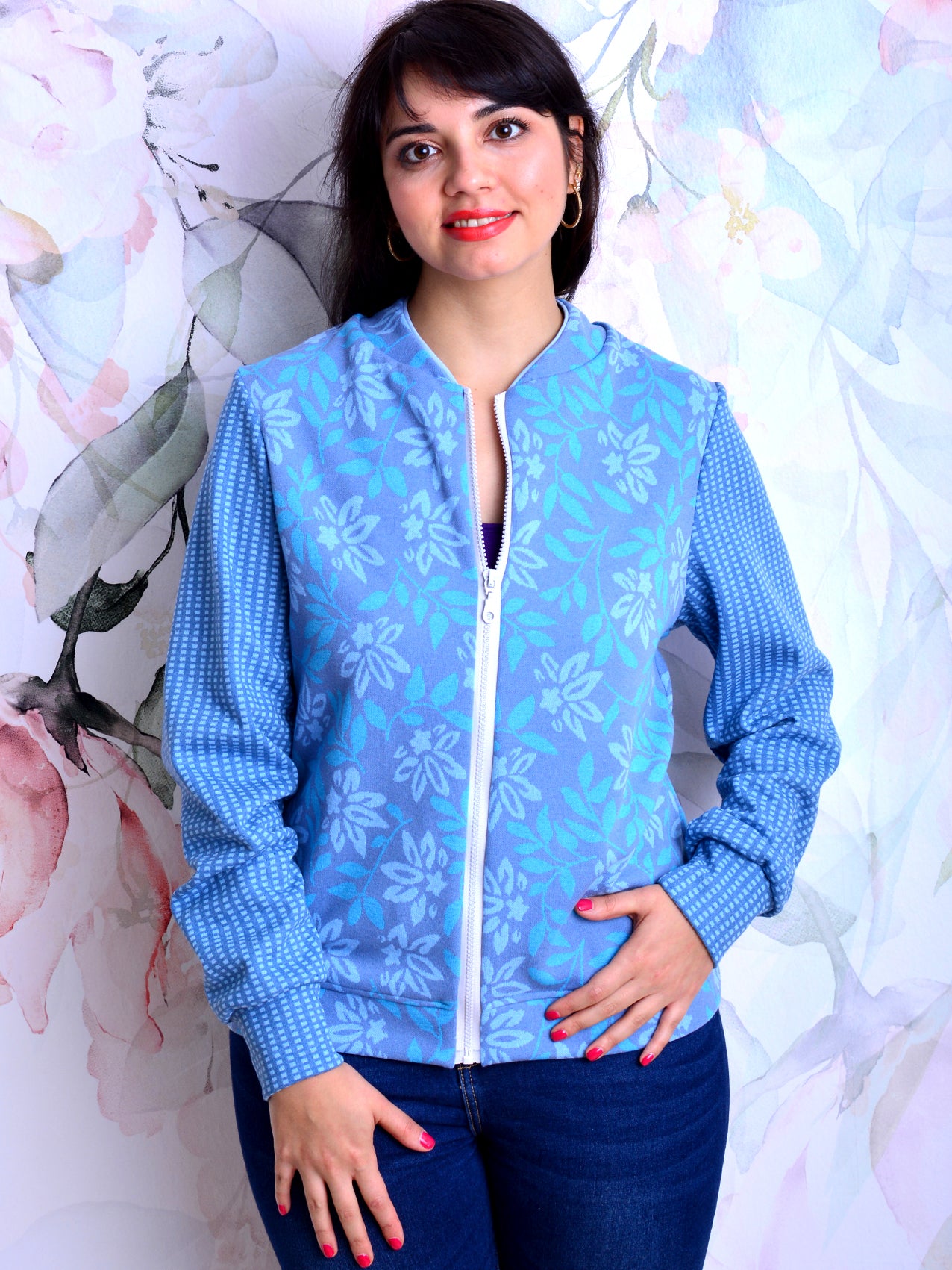 Blouson DOROTHEA blau Punkte Blumen Polka Dots Jacke von STADTKIND POTDAM