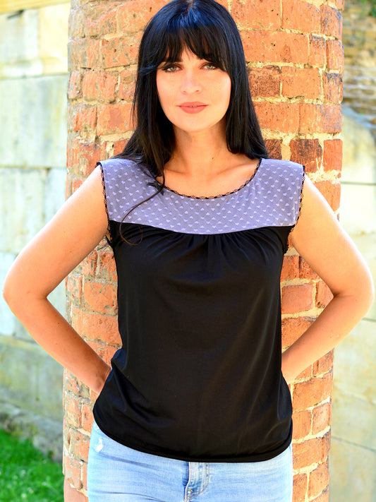 Black jersey buy top BEATE lace by STADTKIND POTSDAM